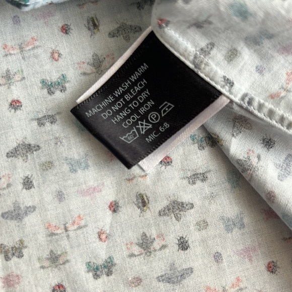 Calder Of Carmel Limited Edition Blue Insect Bug Print Button Down Shirt - Picture 9 of 11